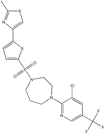 4-[5-({4-[3-chloro-5-(trifluoromethyl)-2-pyridyl]-1,4-diazepan-1-yl}sulfonyl)-2-thienyl]-2-methyl-1,3-thiazole 结构式