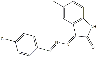 3-[2-(4-chlorobenzylidene)hydrazono]-5-methylindolin-2-one 结构式