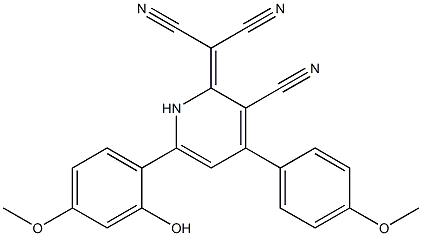 2-[3-cyano-6-(2-hydroxy-4-methoxyphenyl)-4-(4-methoxyphenyl)-1,2-dihydropyridin-2-yliden]malononitrile 结构式