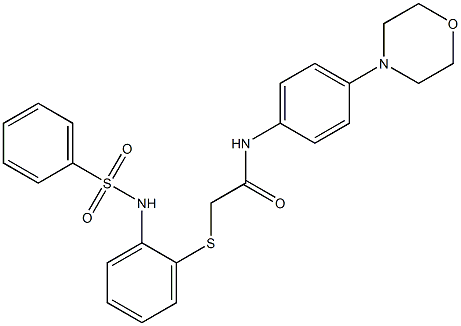 N-(4-morpholinophenyl)-2-({2-[(phenylsulfonyl)amino]phenyl}sulfanyl)acetamide 结构式