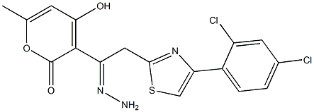 3-{2-[4-(2,4-dichlorophenyl)-1,3-thiazol-2-yl]ethanehydrazonoyl}-4-hydroxy-6-methyl-2H-pyran-2-one 结构式
