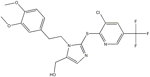 [2-{[3-chloro-5-(trifluoromethyl)-2-pyridinyl]sulfanyl}-1-(3,4-dimethoxyphenethyl)-1H-imidazol-5-yl]methanol 结构式
