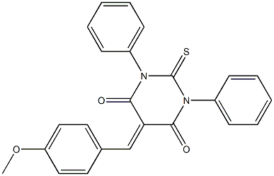 5-(4-methoxybenzylidene)-1,3-diphenyl-2-thioxohexahydropyrimidine-4,6-dione 结构式