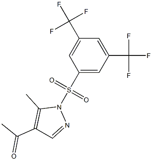 1-(1-{[3,5-di(trifluoromethyl)phenyl]sulfonyl}-5-methyl-1H-pyrazol-4-yl)eth an-1-one 结构式