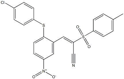 (E)-3-{2-[(4-chlorophenyl)sulfanyl]-5-nitrophenyl}-2-[(4-methylphenyl)sulfonyl]-2-propenenitrile 结构式