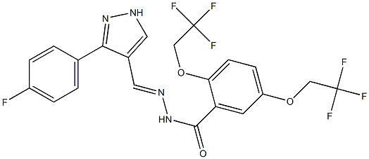 N'-{(E)-[3-(4-fluorophenyl)-1H-pyrazol-4-yl]methylidene}-2,5-bis(2,2,2-trifluoroethoxy)benzenecarbohydrazide 结构式