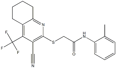 2-{[3-cyano-4-(trifluoromethyl)-5,6,7,8-tetrahydro-2-quinolinyl]sulfanyl}-N-(2-methylphenyl)acetamide 结构式