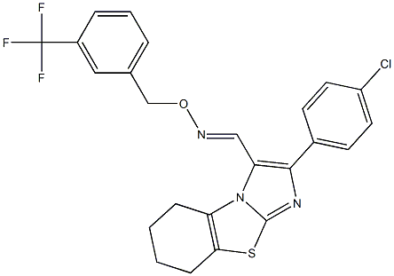 2-(4-chlorophenyl)-5,6,7,8-tetrahydroimidazo[2,1-b][1,3]benzothiazole-3-carbaldehyde O-[3-(trifluoromethyl)benzyl]oxime 结构式