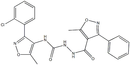 N1-[3-(2-chlorophenyl)-5-methylisoxazol-4-yl]-2-[(5-methyl-3-phenylisoxazol-4-yl)carbonyl]hydrazine-1-carboxamide 结构式