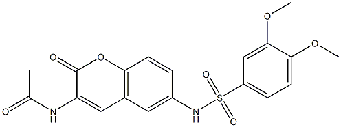 N1-(6-{[(3,4-dimethoxyphenyl)sulfonyl]amino}-2-oxo-2H-chromen-3-yl)acetamide 结构式
