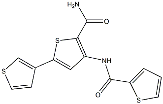 5-(3-thieny)-3-[(2-thienylcarbonyl)amino]thiophene-2-carboxamide 结构式