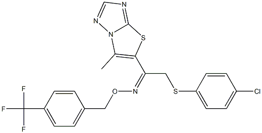 2-[(4-chlorophenyl)sulfanyl]-1-(6-methyl[1,3]thiazolo[3,2-b][1,2,4]triazol-5-yl)-1-ethanone O-[4-(trifluoromethyl)benzyl]oxime 结构式
