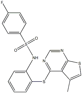 N1-{2-[(5-methylthieno[2,3-d]pyrimidin-4-yl)thio]phenyl}-4-fluorobenzene-1-sulfonamide 结构式