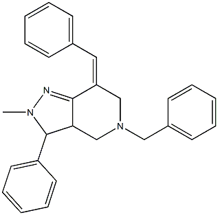 5-benzyl-2-methyl-3-phenyl-7-[(E)-phenylmethylidene]-3,3a,4,5,6,7-hexahydro-2H-pyrazolo[4,3-c]pyridine 结构式