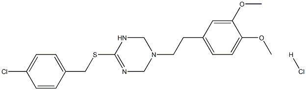 6-[(4-chlorobenzyl)thio]-3-(3,4-dimethoxyphenethyl)-1,2,3,4-tetrahydro-1,3,5-triazine hydrochloride 结构式