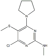 4-chloro-N-methyl-5-(methylsulfanyl)-6-(1-pyrrolidinyl)-2-pyrimidinamine 结构式