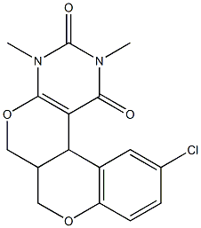 11-chloro-2,4-dimethyl-4,6a,7,12b-tetrahydro-1H,6H-chromeno[4',3':4,5]pyrano[2,3-d]pyrimidine-1,3(2H)-dione 结构式