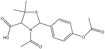 3-acetyl-2-[4-(acetyloxy)phenyl]-5,5-dimethyl-1,3-thiazolane-4-carboxylica cid 结构式