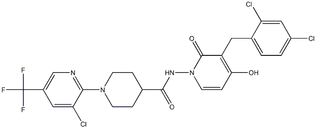 1-[3-chloro-5-(trifluoromethyl)-2-pyridinyl]-N-[3-(2,4-dichlorobenzyl)-4-hydroxy-2-oxo-1(2H)-pyridinyl]-4-piperidinecarboxamide 结构式