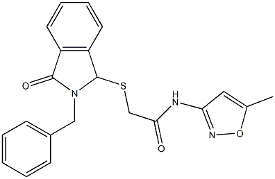 2-[(2-benzyl-3-oxo-2,3-dihydro-1H-isoindol-1-yl)sulfanyl]-N-(5-methyl-3-isoxazolyl)acetamide 结构式