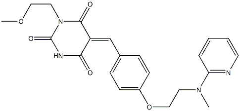 1-(2-methoxyethyl)-5-[(E)-(4-{2-[methyl(2-pyridinyl)amino]ethoxy}phenyl)methylidene]-2,4,6(1H,3H,5H)-pyrimidinetrione 结构式