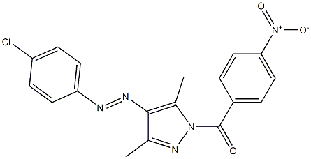 {4-[2-(4-chlorophenyl)diaz-1-enyl]-3,5-dimethyl-1H-pyrazol-1-yl}(4-nitrophenyl)methanone 结构式