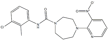 N1-(3-chloro-2-methylphenyl)-4-(3-nitro-2-pyridyl)-1,4-diazepane-1-carboxamide 结构式