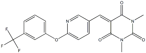 1,3-dimethyl-5-({6-[3-(trifluoromethyl)phenoxy]-3-pyridinyl}methylene)-2,4,6(1H,3H,5H)-pyrimidinetrione 结构式