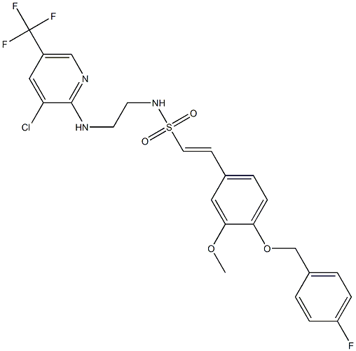 (E)-N-(2-{[3-chloro-5-(trifluoromethyl)-2-pyridinyl]amino}ethyl)-2-{4-[(4-fluorobenzyl)oxy]-3-methoxyphenyl}-1-ethenesulfonamide 结构式