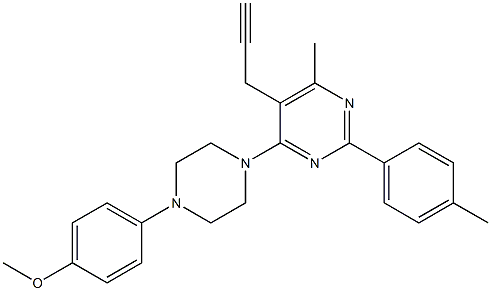 4-[4-(4-methoxyphenyl)piperazino]-6-methyl-2-(4-methylphenyl)-5-(2-propynyl)pyrimidine 结构式