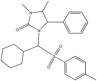 1-{cyclohexyl[(4-methylphenyl)sulfonyl]methyl}-3,4-dimethyl-5-phenyltetrahydro-2H-imidazol-2-one 结构式