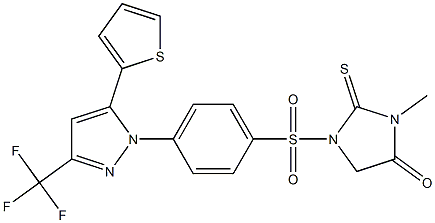 3-methyl-1-({4-[5-(2-thienyl)-3-(trifluoromethyl)-1H-pyrazol-1-yl]phenyl}sulfonyl)-2-thioxoimidazolidin-4-one 结构式