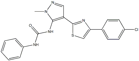 N-{4-[4-(4-chlorophenyl)-1,3-thiazol-2-yl]-1-methyl-1H-pyrazol-5-yl}-N'-phenylurea 结构式