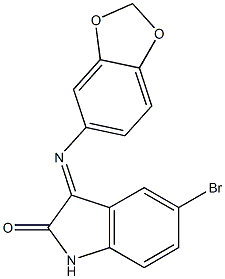 3-(1,3-benzodioxol-5-ylimino)-5-bromoindolin-2-one 结构式