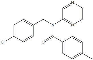 N-(4-chlorobenzyl)-4-methyl-N-(2-pyrazinyl)benzenecarboxamide 结构式