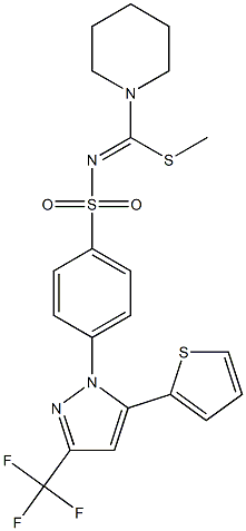 N1-[(methylthio)(piperidino)methylidene]-4-[5-(2-thienyl)-3-(trifluoromethyl)-1H-pyrazol-1-yl]benzene-1-sulfonamide 结构式