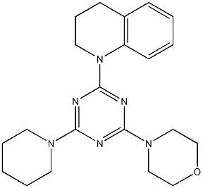 4-[4-piperidino-6-(1,2,3,4-tetrahydroquinolin-1-yl)-1,3,5-triazin-2-yl]morpholine 结构式