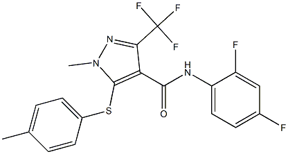 N-(2,4-difluorophenyl)-1-methyl-5-[(4-methylphenyl)sulfanyl]-3-(trifluoromethyl)-1H-pyrazole-4-carboxamide 结构式