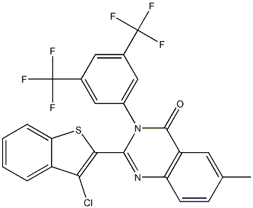 2-(3-chlorobenzo[b]thiophen-2-yl)-3-[3,5-di(trifluoromethyl)phenyl]-6-methyl-3,4-dihydroquinazolin-4-one 结构式