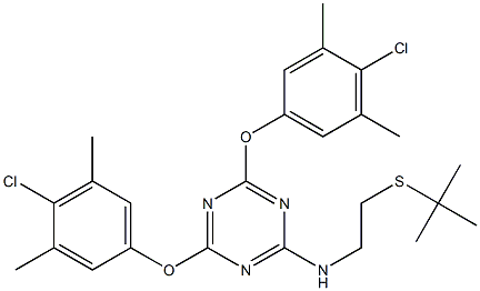 N2-[2-(tert-butylthio)ethyl]-4,6-di(4-chloro-3,5-dimethylphenoxy)-1,3,5-triazin-2-amine 结构式