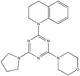 4-[4-tetrahydro-1H-pyrrol-1-yl-6-(1,2,3,4-tetrahydroquinolin-1-yl)-1,3,5-triazin-2-yl]morpholine 结构式
