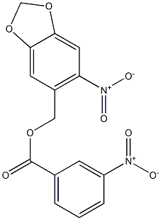 (6-nitro-1,3-benzodioxol-5-yl)methyl 3-nitrobenzenecarboxylate 结构式