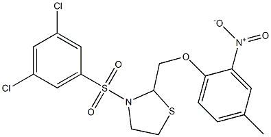 3-[(3,5-dichlorophenyl)sulfonyl]-2-[(4-methyl-2-nitrophenoxy)methyl]-1,3-thiazolane 结构式
