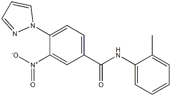 N-(2-methylphenyl)-3-nitro-4-(1H-pyrazol-1-yl)benzenecarboxamide 结构式