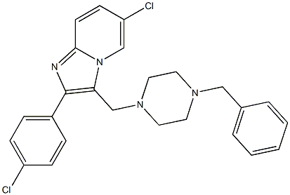 3-[(4-benzylpiperazino)methyl]-6-chloro-2-(4-chlorophenyl)imidazo[1,2-a]pyridine 结构式