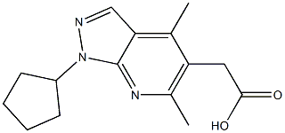 (1-cyclopentyl-4,6-dimethyl-1H-pyrazolo[3,4-b]pyridin-5-yl)acetic acid 结构式