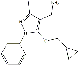 [5-(cyclopropylmethoxy)-3-methyl-1-phenyl-1H-pyrazol-4-yl]methanamine 结构式