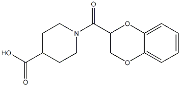 1-(2,3-dihydro-1,4-benzodioxin-2-ylcarbonyl)piperidine-4-carboxylic acid 结构式