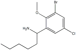 1-(3-bromo-5-chloro-2-methoxyphenyl)hexan-1-amine 结构式
