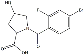 1-(4-bromo-2-fluorobenzoyl)-4-hydroxypyrrolidine-2-carboxylic acid 结构式